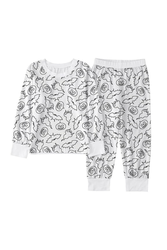 Kids Halloween Pajamas Kids Colorable Pajamas for Girls Long Sleeve Crew Neck Top with Pajamas Pants for Toddler Pjs Color Your Own Fun Designs