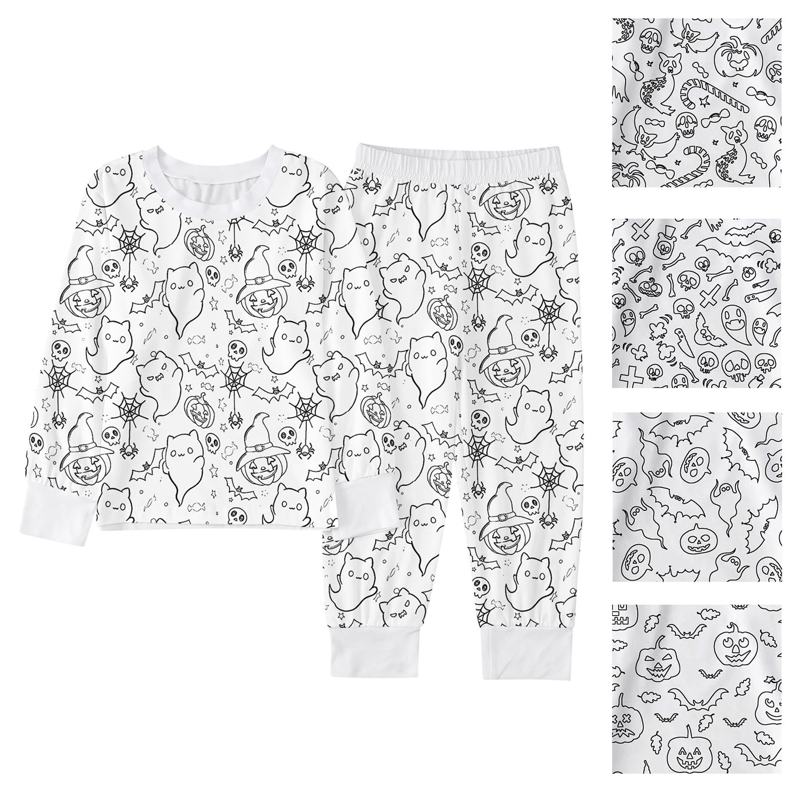 Bigetiay Kids Halloween Pajamas Kids Colouring Pajama Sets Long Sleeve ...
