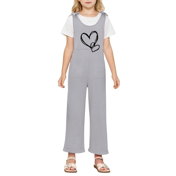 Bigetiay Kids Jumpsuit for Girls Casual School Romper Letter Graphic Jumpsuit with Pockets Spring Fall Romper Kids Clothes Girls Size 7-8 Years