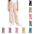 thumbnail image 1 of Bigetiay Kids Linen Pants Summer Baggy Pants Elastic Waist Basic Trousers Casual Joggers Boys Girls Pants, Size 9-10 Years, 1 of 6