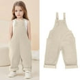 thumbnail image 1 of Bigetiay Little Girls Casual Sleeveless Jumpsuits Casual School Romper Beige Jumpsuit with Pockets for Everyday Wear Kids Clothes Girls Size 4-5 Years, 1 of 9