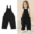 thumbnail image 1 of Bigetiay Little Girls Casual Sleeveless Jumpsuits Casual School Romper Black Romper with Pockets Spring Fall Romper Tween Clothes Girls Trendy 4-5 Years, 1 of 9