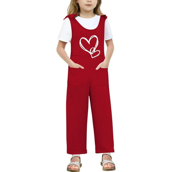 Bigetiay Little Girls Sleeveless Jumpsuit Casual School Romper Letter Graphic Jumpsuit with Pockets for Daily Wear Girls Summer Clothes Size 5-6 Years