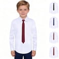 thumbnail image 1 of Bigetiay Long Sleeve Dress Shirt for Boys and Girls School Formal Wear Classic Fit Daily Casual White 10-11 Years, 1 of 3