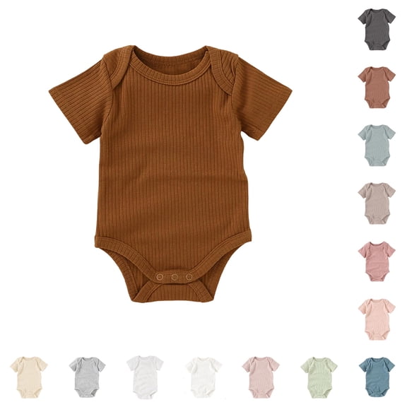 Bigetiay Organic Baby Bodysuits Short Sleeve Envelope Shoulder Romper Boys Summer Everyday Wear Soft Piece, Size 3-6 Months