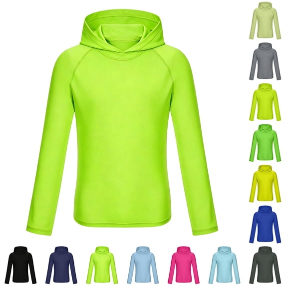 Bigetiay Sun UPF 50+ Beach Hooded Rash Guard for Boys – Long Sleeve Pullover Sun Shirt with Raglan Sleeves for Kids, Size 2-3 Years
