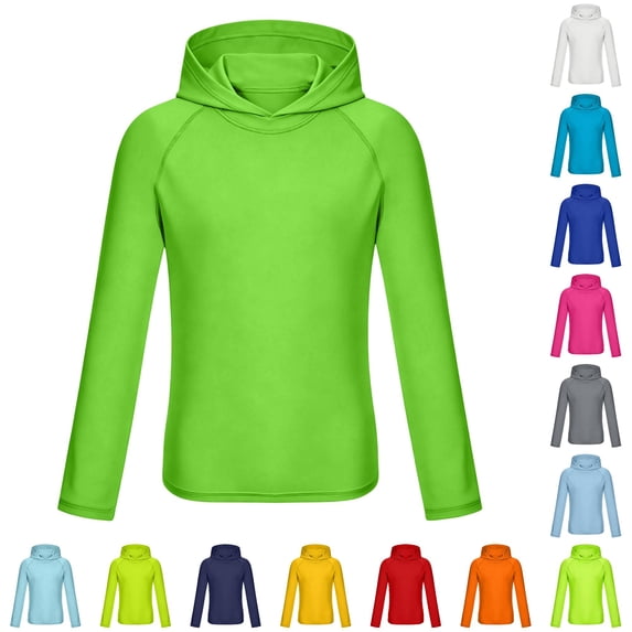 Bigetiay Sun UPF 50+ Beach Hooded Rash Guard for Boys – Long Sleeve Pullover Sun Shirt with Raglan Sleeves for Kids, Size 6-7 Years