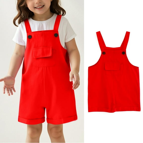 Bigetiay Teen Girls Casual Sleeveless Jumpsuits Casual School Romper Red Rompers with Pockets for Everyday Wear Girls Clothes Size 13-14 Years