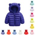 thumbnail image 1 of Bigetiay Toddler Boys Girls Winter Long Sleeve Solid Coat Bear Ears Hooded Jacket Thicken Windproof Zipper Warm Outwear, Size 18-24 Months, 1 of 2