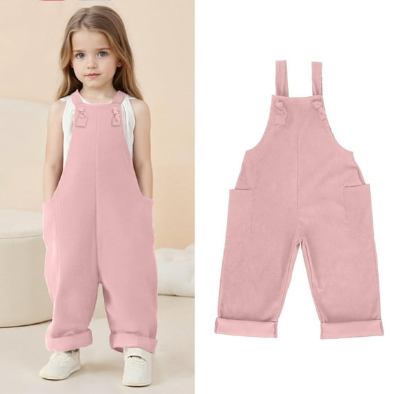 Bigetiay Toddler Girls Casual Sleeveless Jumpsuits Back to School Romper Pink Romper with Pockets Spring Summer Romper Cute Summer Outfits for Girls 1-2 Years