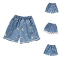 thumbnail image 1 of Bigetiay Toddler Girls Denim Shorts Summer Holiday High Waisted Embroidery Straight Leg, Size 4-5 Years, 1 of 5