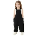 thumbnail image 1 of Bigetiay Toddler Girls Romper Sleeveless Casual School Romper Black Jumpsuit with Pockets Spring Summer Romper Girls Romper Size 3-4 Years, 1 of 9