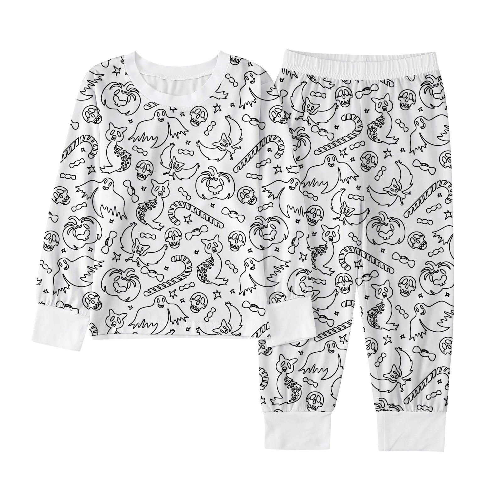 Bigetiay Toddler Halloween Pajamas Set Colorable Pjs Long Sleeve Crew ...