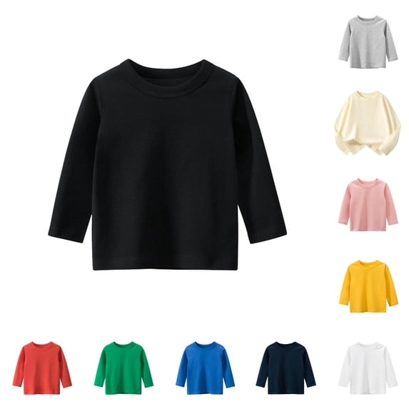 Bigetiay Toddler Kids Girls Boys Long Sleeve Basic T Shirt Casual Tees Shirt Tops Solid Color, Size 1-2 Years