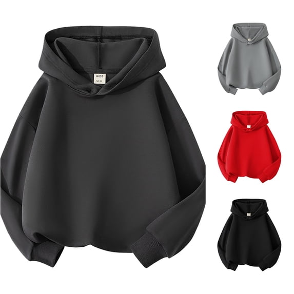 Bigetiay Toddler Unisex Basic Pullover Hoodie Solid Color Long Sleeve Warm Fall Clothes 4-5 Years