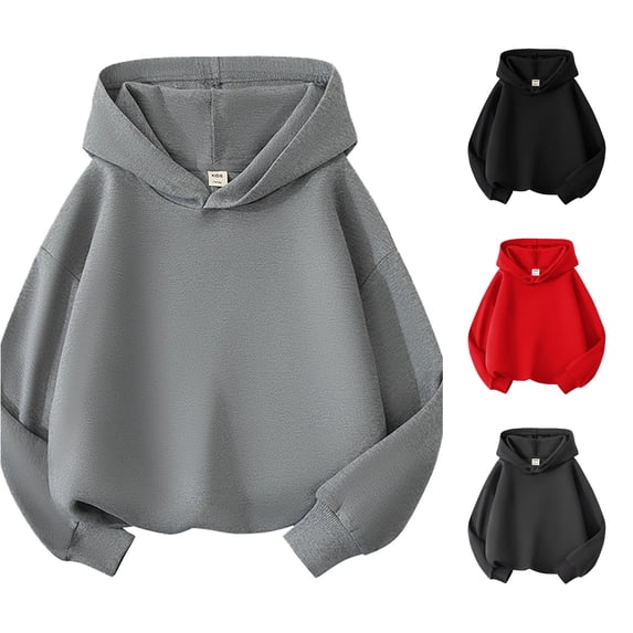 Bigetiay Toddler Unisex Basic Pullover Hoodie Solid Color Long Sleeve Warm Fall Clothes 8-9 Years