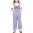 thumbnail image 1 of Bigetiay Tween Girls Casual Sleeveless Jumpsuits Back to School Romper Letter Graphic Suspenders with Pockets for Everyday Wear Girls Clothes Size 11-12 Years, 1 of 4