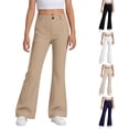 thumbnail image 1 of Bigetiay Uniform Pants For Girls Elastic Waist Pull On Dress Pants Stretchy Flared Leg Chino Khaki Pants For Girls Uniform Clothes For Girls 15-16 Years, 1 of 6