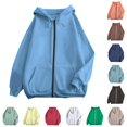 thumbnail image 1 of Bigetiay Women Hoodied Long Sleeve Sweatshirt Pockets Plus Size Zip up Drawstring Solid Loose Fit Hoodies Sweatshirts Fall Clothes, 1 of 5