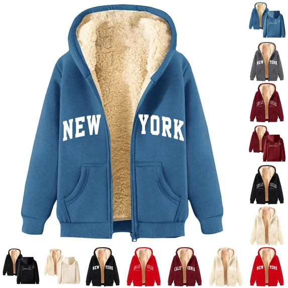 Bigetiay Women Hoodies Long Sleeve Drawstring Hoodies Print Oversized Fall Tops Clothes Zip up Hoodie for Autumn Winter Jacket Hooded Coat Sweatshirts for Women Loose Fit Light Blue Hoodie, Size M