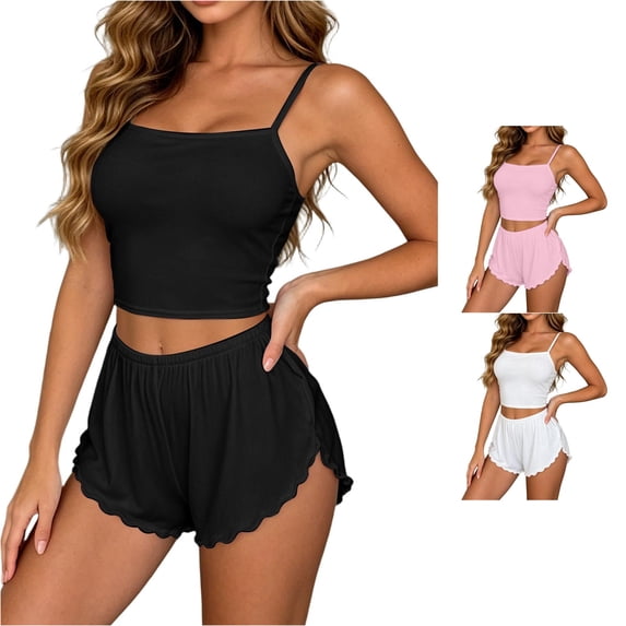 Bigetiay Women's Backless Sleeveless Camisole and Shorts Two Piece Set, Size S