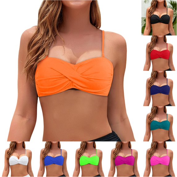 Bigetiay Women's Bikini Tops Twist Front Bathing Suit Bra Minimalist Swimwear Top No Bottom, Size XXL
