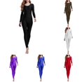 thumbnail image 1 of Bigetiay Women's Long Sleeve Round Neck Leotard for Yoga Dance Gymnastics, Size L, 1 of 4