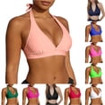 thumbnail image 1 of Bigetiay Womens Bikini Top Halter String Triangle Bathing Suit Top Minimalist Full Coverage Swimsuit Top Only, Size L, 1 of 8