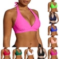 thumbnail image 1 of Bigetiay Womens Bikini Top Halter String Triangle Bathing Suit Top Minimalist Full Coverage Swimsuit Top Only, Size S, 1 of 9