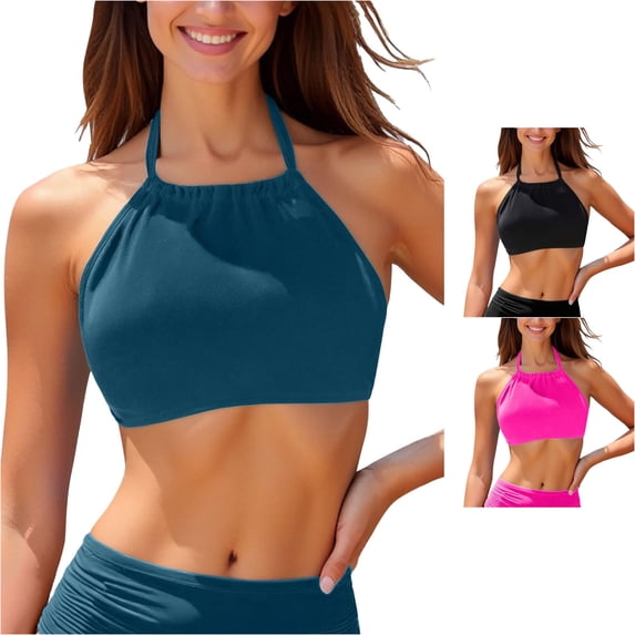 Bigetiay Womens Bikini Top String Halter Swimsuit Bathing Suit Top Minimalist Swimwear Top No Bottom, Size S