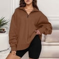 thumbnail image 1 of Bigetiay Womens High Collar Zip Sweatshirt Long Sleeve Solid Color Loose Fit Womens Fall Sweatshirts 2026 L, 1 of 4