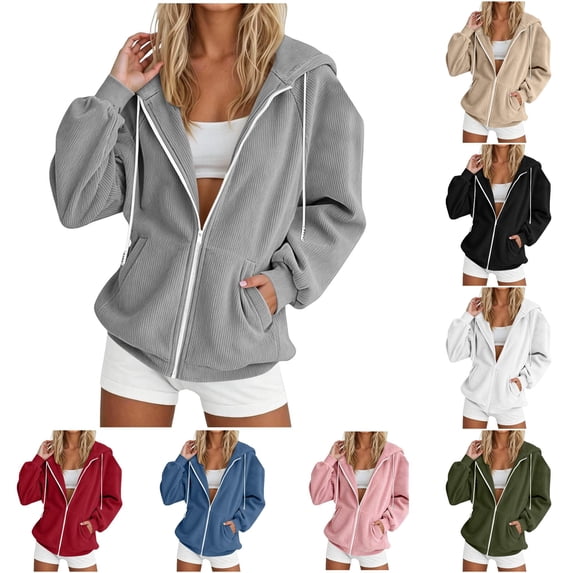 Bigetiay Womens Hoodie Zip up Hoodie for Winter Warmth Loose and Casual Hoodie Women's Sweatshirts Grey Hoodie Women, Size M