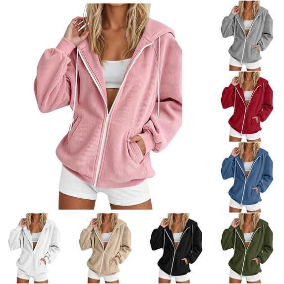 Bigetiay Womens Hoodie Zip up Hoodie for Winter Warmth Loose and Casual Hoodie Women's Sweatshirts Pink Hoodie Women, Size S