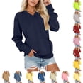 thumbnail image 1 of Bigetiay Womens V Neck Sweatshirt Long Sleeve Pocket Loose Fit Women's Winter Clothes L, 1 of 5