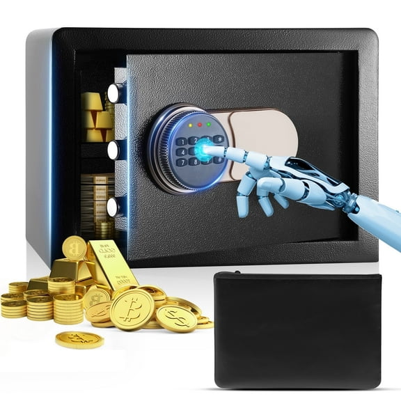 SRWTRCHRY 0.77 Cu.ft.Fire and Water Resistant Safes with Digital Keypad and Alarm System,Small Safe for Cash Jewelry Documents,H 9.84"