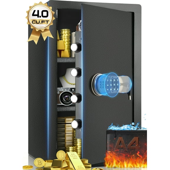SRWTRCHRY 4.0 cu.ft. Safe with Newer External Power Keypad and Alarm System,Fire and Water Resistant Safe for Family and Property Safety