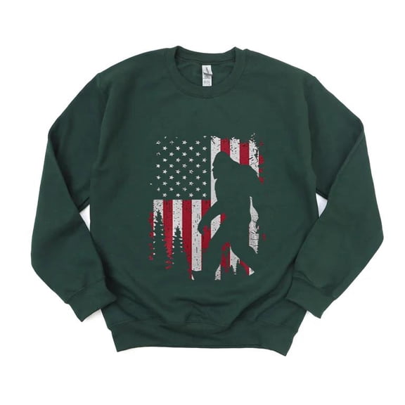 Bigfoot 4th July American USA Patriotic Kids Sasquatch Myth Legend Art SweatShirt Unisex, up to 5XL