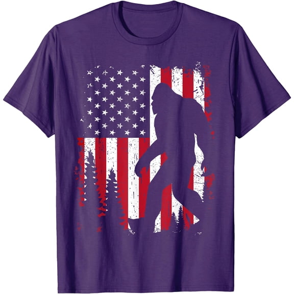 Bigfoot 4th of July American USA Flag Patriotic Unisex T-Shirt for Men Women Kids Toddler