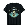 thumbnail image 1 of Bigfoot Abduction! Vintage Sasquatch & UFO Alien Graphic Cotton T-Shirt, 1 of 5
