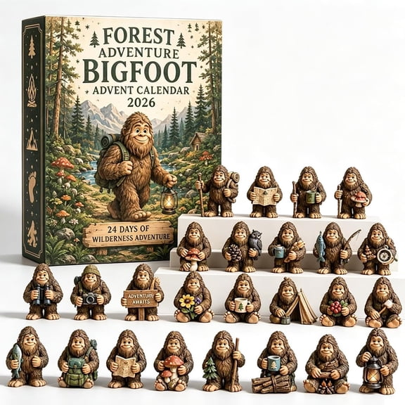 Bigfoot Advent Calendar 2026 – 24 Days of Wild Adventures 24 Days Christmas Countdown Calendar with 2D Flat Acrylic Charm, Advent Box