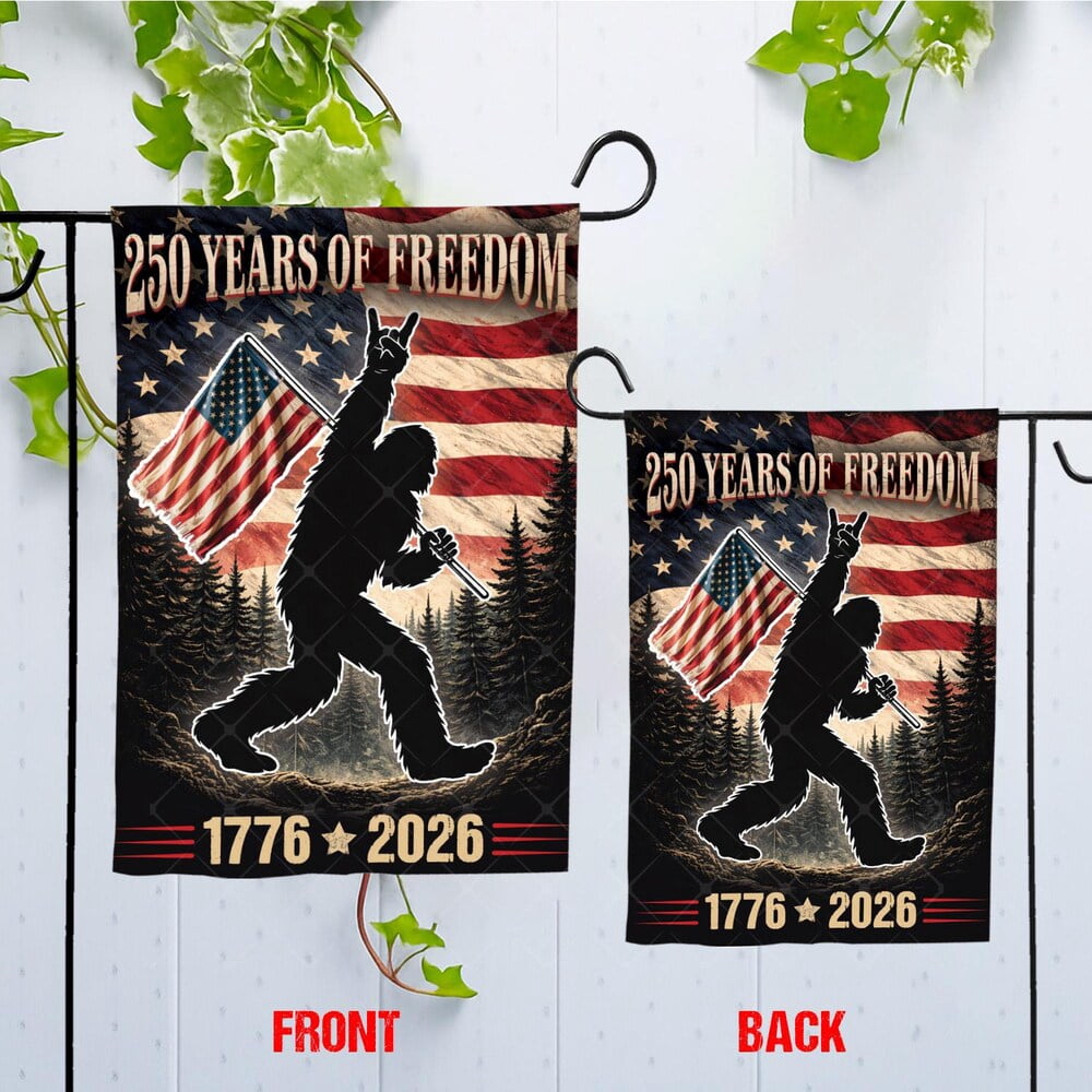 Bigfoot America 250 Years Patriotic Flag 12x18 POLE NOT INCLUDED Garden Flag