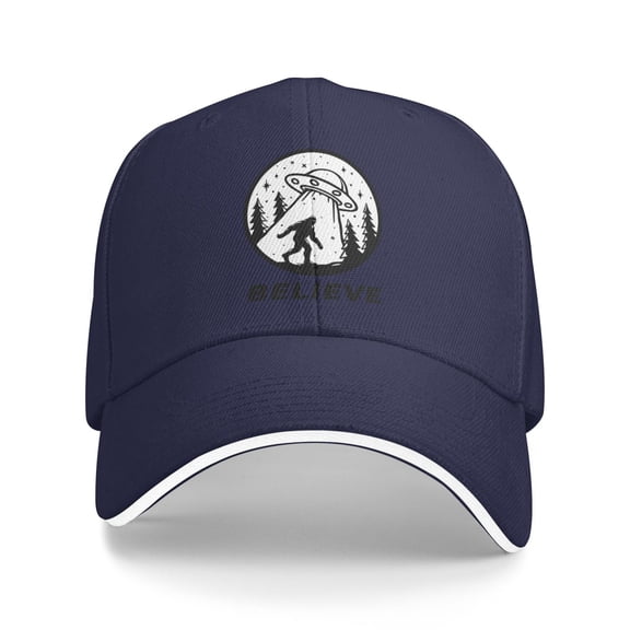 Bigfoot And Ufo Men Women Sandwich Cap Classic Baseball Capunisex Adjustable Casquette Dad Hat
