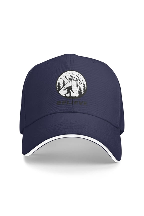 Bigfoot And Ufo Men Women Sandwich Cap Classic Baseball Capunisex Adjustable Casquette Dad Hat