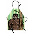thumbnail image 1 of Bigfoot Apron, Sketch of Mysterious Yeti Holding a Tree Trunk on Striped Background Print, Unisex Kitchen Bib with Adjustable Neck for Cooking Gardening, Adult Size, Multicolor, by Ambesonne, 1 of 4