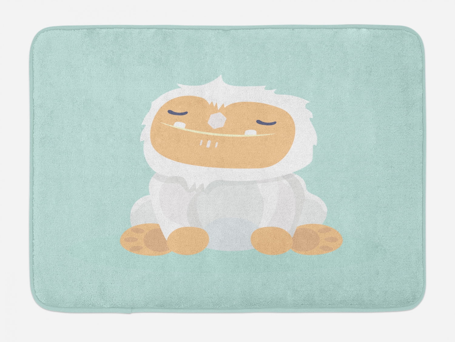 Mint Green and Sand Brown Yeti Graphic Bath Mat