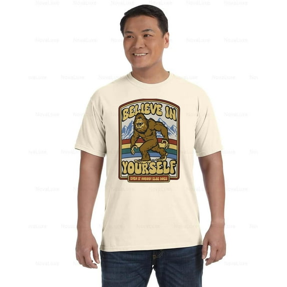 Bigfoot Believe in Yourself Comfort Color T-Shirt with Short Sleeve Style, Unisex, up to size 4XL
