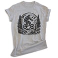 thumbnail image 1 of Bigfoot Biking T-shirt, Unisex Women's Men's Shirt, Funny Bigfoot Bicycling Biking Mountain Bike, Heather Gray, Small, 1 of 6
