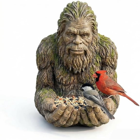 Bigfoot Bird Feeder for Outdoors - Funny Hanging Bird Feeder with Wood Grain Texture & Hand Painted Details, Wild Bird Feeder with Hidden Hook, Ideal Gift for Bird Lovers