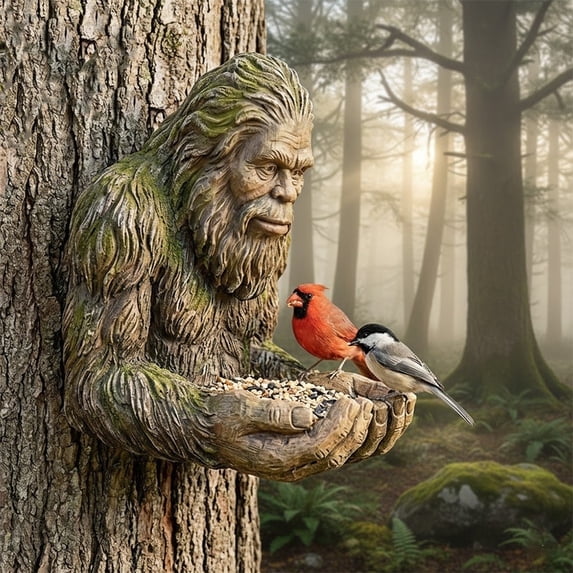 Bigfoot Bird Feeder, Waterproof Tree-Mounted Outdoor Sculpture Feeders,Hummingbird Feeders with Hidden Keyhole Hanger, Unique Backyard & Garden Art Decor Gift for Wildlife and Nature Lovers