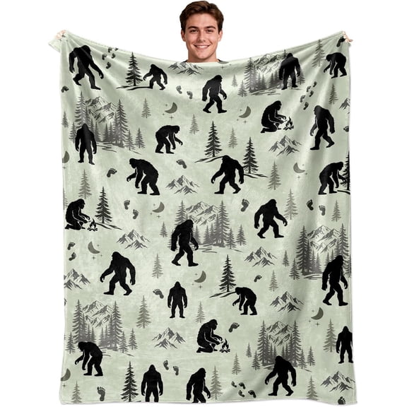 Bigfoot Blanket Sasquatch Wild Footprint Camping Throw Blanket for Couch Bed